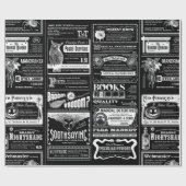 不気味なハロウィーン新聞アンティークブラック ラッピングペーパー (フラット)