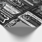 不気味なハロウィーン新聞アンティークブラック ラッピングペーパー (角)