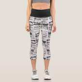 不気味なハロウィーン新聞アンティーク白 カプリレギンス (正面)