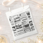 不気味なハロウィーン新聞アンティーク白 フェイバーバッグ (クリップ留めされた状態)