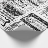 不気味なハロウィーン新聞アンティーク白 ラッピングペーパー (角)