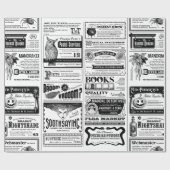 不気味なハロウィーン新聞アンティーク白 ラッピングペーパー (フラット)