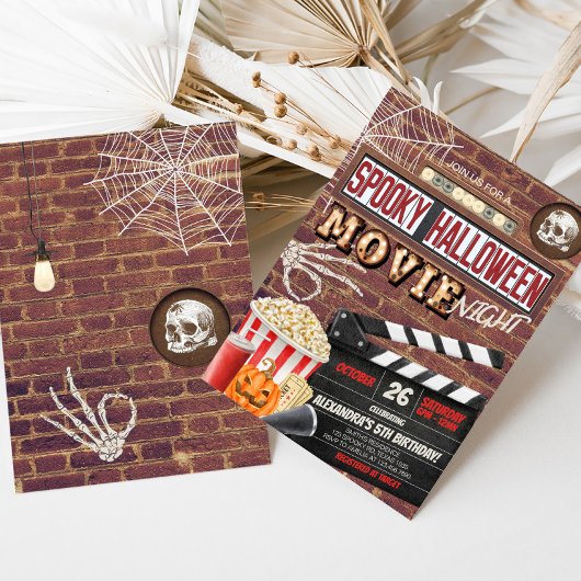 不気味なハロウィーン映画の夜の誕生日パーティー 招待状