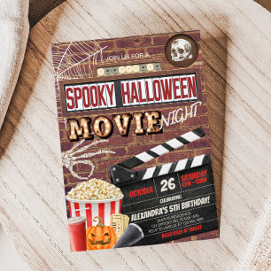 不気味なハロウィーン映画の夜の誕生日パーティー 招待状