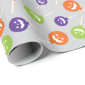 不気味なハロウィーン棒つきキャンデーライトグレーシームレス ラッピングペーパー (ロールコーナー)