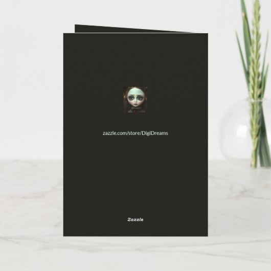 不気味なハロウィーン水曜日の人形超現実的ゴシック シーズンカード (裏面)