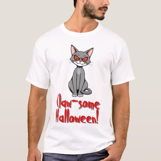 不気味なハロウィーン猫 Tシャツ (正面)