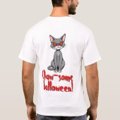 不気味なハロウィーン猫 Tシャツ (裏面)