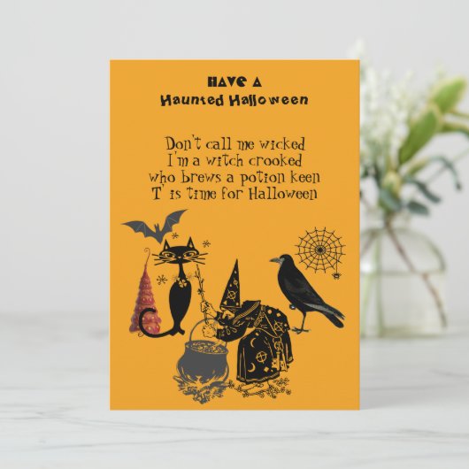 不気味なハロウィーン詩ブラックキャットレイヴン魔女 (スタンド正面)