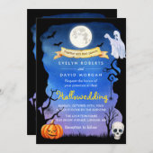 不気味なハロウエディングハロウィンウェディングパーティー 招待状 (正面/裏面)