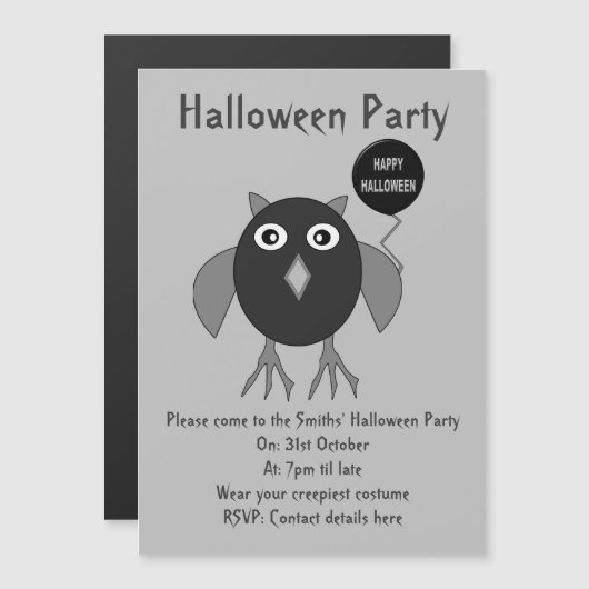 不気味なハローウィンパーティフクロウ磁気パーティー招待状 マグネット招待状 (正面/裏面)