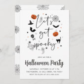 不気味なハローウィンパーティ白 招待状 (正面/裏面)