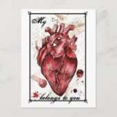 不気味なハートラブカードエドガー・アラン・ポー引用文 ポストカード (正面)