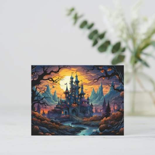 不気味なハ幽霊のよく出るウス |ハッピーハローウィン ポストカード (スタンド正面)