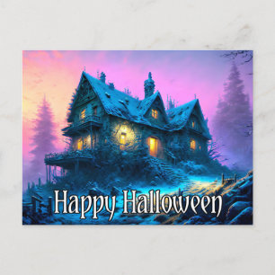 不気味なハ幽霊のよく出るウス ハッピーハローウィン ポストカード