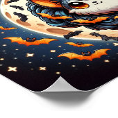 不気味なバットムーン:かわいいハロウィンアート ポスター (角)