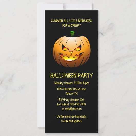 不気味なバーニングハロウィーンパンプキン招待状 招待状 (正面)