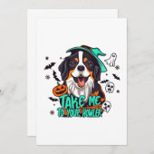 不気味なバーニーズハロウィン : あなたのハウラーに連れて行って 招待状 (正面/裏面)