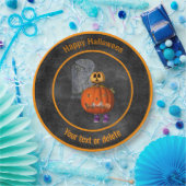 不気味なパンプキンマンパーソナライズされたハローウィンパーティ ペーパープレート (パーティー)