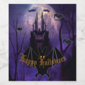 不気味なパープル幽霊のよく出るキャッスルハロウィーン ワインラベル (シングルラベル)