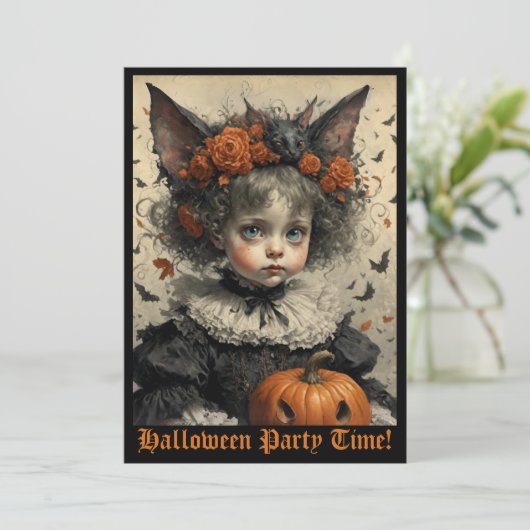不気味なビクトリアンガールハロウィーン招待状 招待状 (スタンド正面)
