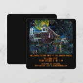 不気味なビクトリアン様式の幽霊屋敷 ハロウィンパーティーへの招待 招待状 (正面/裏面)