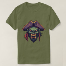 不気味なビンテージピラートのドクロゾンビTシャツ Tシャツ
