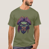 不気味なビンテージピラートのドクロゾンビTシャツ Tシャツ (正面)