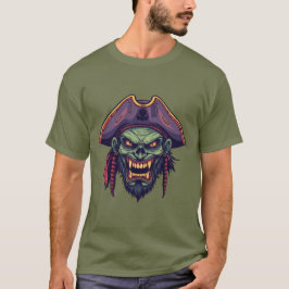 不気味なビンテージピラートのドクロゾンビTシャツ Tシャツ