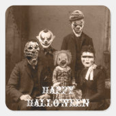 不気味なピエロファミリーハロウィンステッカー スクエアシール (正面)