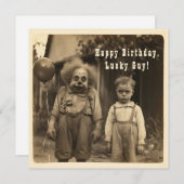 不気味なピエロヴィンテージ誕生日写真 シーズンカード (正面/裏面)