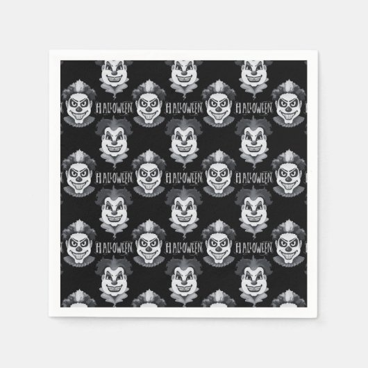 不気味なピエロ不気味ハローウィンパーティ スタンダードカクテルナプキン (正面)