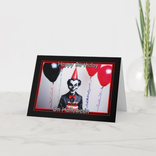 不気味なピエロ-ハッピーバースデーオンハロウィーン カード (正面)