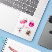 不気味なピンクのキャラクターのシュールなモンスター グラフィック デザイン シール (ノートパソコンとiPhone)