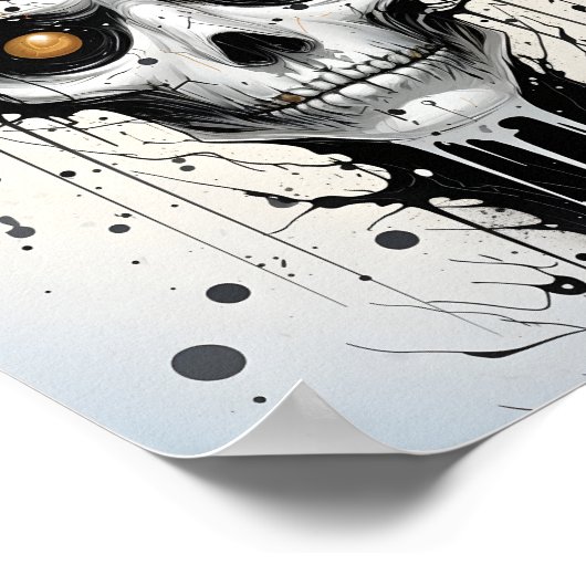 不気味なファンタジーハロウィーン抽象芸術モンスター顔 ポスター (角)