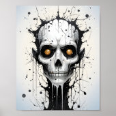 不気味なファンタジーハロウィーン抽象芸術モンスター顔 ポスター (正面)