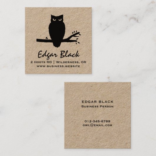 不気味なフクロウのシルエット|ハロウィンの夜型の人 スクエア名刺 (正面/裏面)