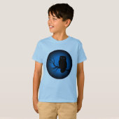 不気味なフクロウのブルームーン Tシャツ (正面フル)