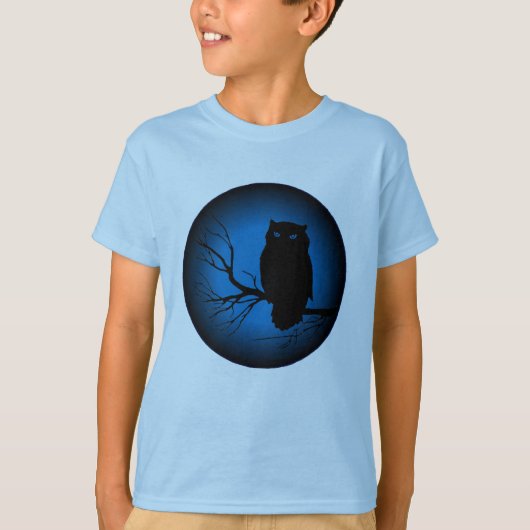 不気味なフクロウのブルームーン Tシャツ (正面)