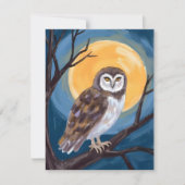 不気味なフクロウ | 満月 ハッピーハロウィン シーズンカード (正面)