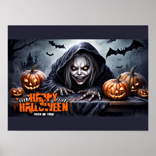 不気味なフードを被ったグール ハロウィーンのシーン ポスター