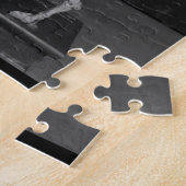 不気味なブイコーンシープマウントスケルトンB&W写真 ジグソーパズル (側面)