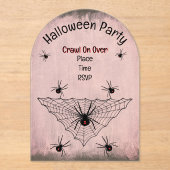 不気味なブラックウィドウドーススパイダーズくもの巣レッドティンジ アクリル招待状 (正面)