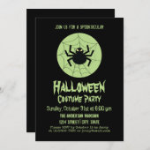 不気味なブラックスパイダーウェブハロウィーンの衣装パーティー 招待状 (正面/裏面)