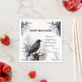 不気味なブラックレイヴンハッピーハローウィン スタンダードカクテルナプキン (インサイチュ)