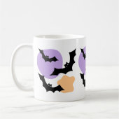 不気味なブラック飛んでいるこうもり紫&オレンジハロウィーン コーヒーマグカップ (左)