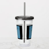 不気味なブルーこうもりホワイト顔ブラック縁ど アクリルタンブラー (右)