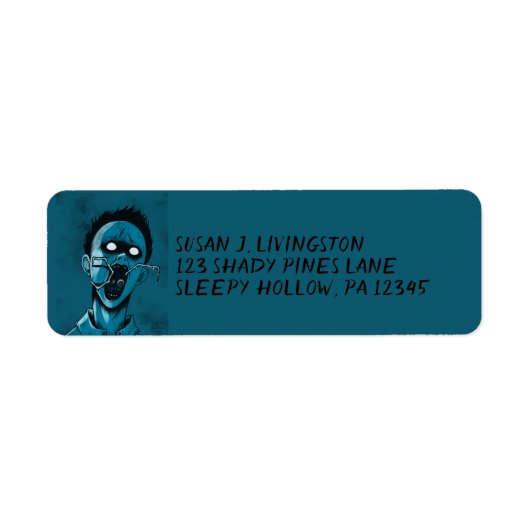 不気味なブルーボーイゾンビ差出人住所 ラベル (正面)