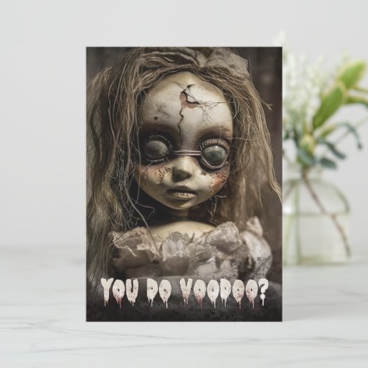 不気味なブードゥー人形大人ハローウィンパーティ 招待状 (スタンド正面)