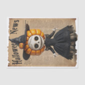 不気味なブードゥー人形魔女の帽子ハロウィーン新聞 薄葉紙 (正面)